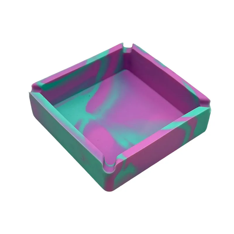 Cinzeiro de Silicone Quadrado - Verde água e rosa